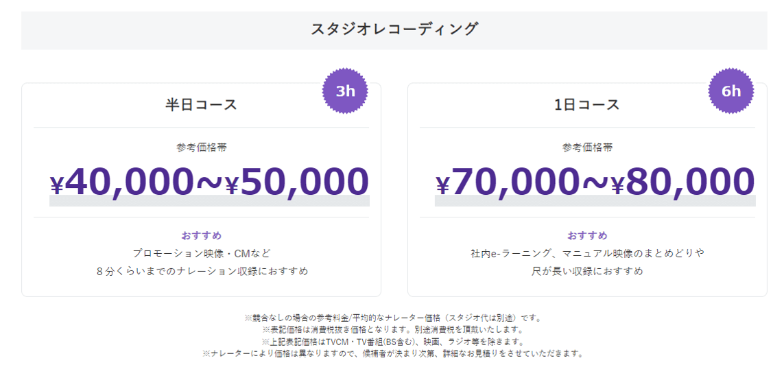 スタジオレコーディングプラン